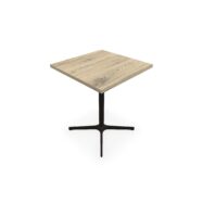 Table indoor Lucie L. 60 cm x l. 60 cm x H. 73,5 cm mélamine chêne Brunswick pieds métal structuré noir