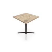 Table indoor Lucie L. 60 cm x l. 60 cm x H. 73,5 cm mélamine chêne Brunswick pieds métal structuré noir