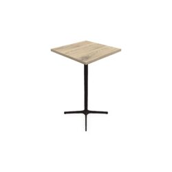 Table indoor Lucie L. 60 cm x l. 60 cm x H. 105 cm mélamine chêne Brunswick pieds métal structuré noir