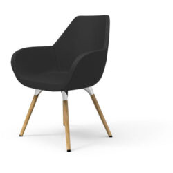 Chauffeuse Bip revêtement tissu Evo gris souris 4 pieds bois