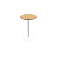Table snack ronde diamètre 60 cm H. 106 cm chêne clair sur piétement central rond finition blanc