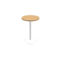 Table snack ronde diamètre 60 cm H. 106 cm chêne clair sur piétement central rond finition blanc