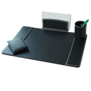 Parure de bureau en cuir pu 4 pièces noir