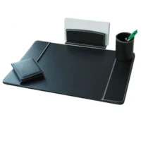 Parure de bureau en cuir pu 4 pièces noir
