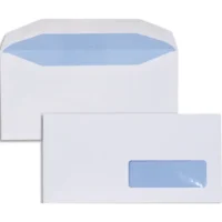 Boîte de 1000 enveloppes Blanches gommées 80g mise sous pli automatique DL2 114X229 fenêtre 35x100