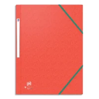 OXFORD Chemise 3 rabats à élastique BOSTON en carte lustrée 5/10e,390g. Format A4. Coloris rouge