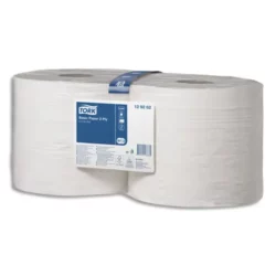 TORK Lot de 2 bobines Papier d'essuyage Basic dévidage central 2 plis 1000formats prédécoup 350m Blanc