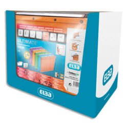 OBLIQUE AZ Paquet de 5+5 dossiers suspendus TIROIR en kraft 240g. Fond 15 et 30, bouton-pression. Orange