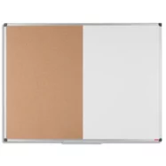PERGAMY Tableau Combi mixte, affichage Liège et surface laquée Blanche magnétique, Format : L90 x H60 cm