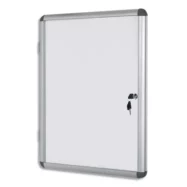 PERGAMY Vitrine d'intérieur avec fermeture à clé, fond magnétique laqué Blanc, cadre alu - 9 feuilles A4