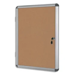 PERGAMY Vitrine d'intérieur avec fermeture à clé, fond Liège, cadre alumunium - 6 feuilles A4