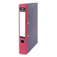 PERGAMY Classeur à levier en carton Gris intérieur/extérieur marbré. Dos 5cm. FormatA4. Coloris dos Rouge
