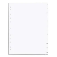 PERGAMY Jeu 12 intercalaires numériques 1-12 polypropylène format A4+. Coloris Blanc