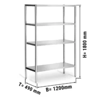 Etagère en inox PREMIUM - 1200x500mm - avec 4 étagères (RÉGLABLE)