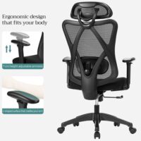 Fauteuil de bureau ergonomique réglable noir